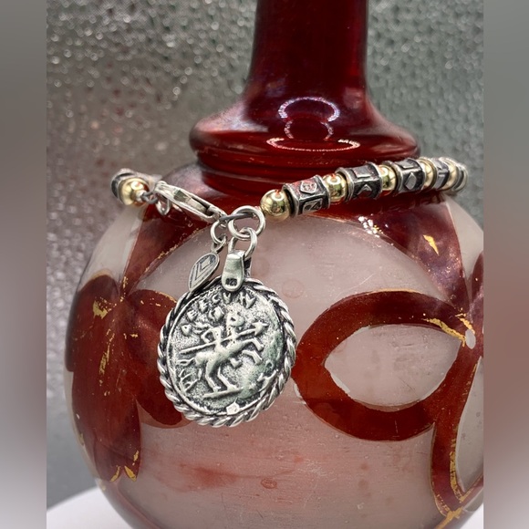 Silpada VERY RARE HTF Sterling & 14K Gold Filled Bead Roman Coin Charm Bracelet - Picture 3 of 15